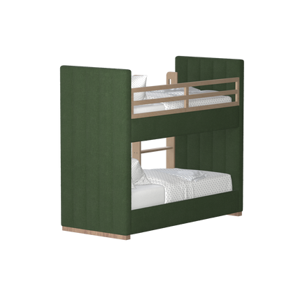 Paolo Bunk Bed with Soft Upholstery and Beechwood Accents