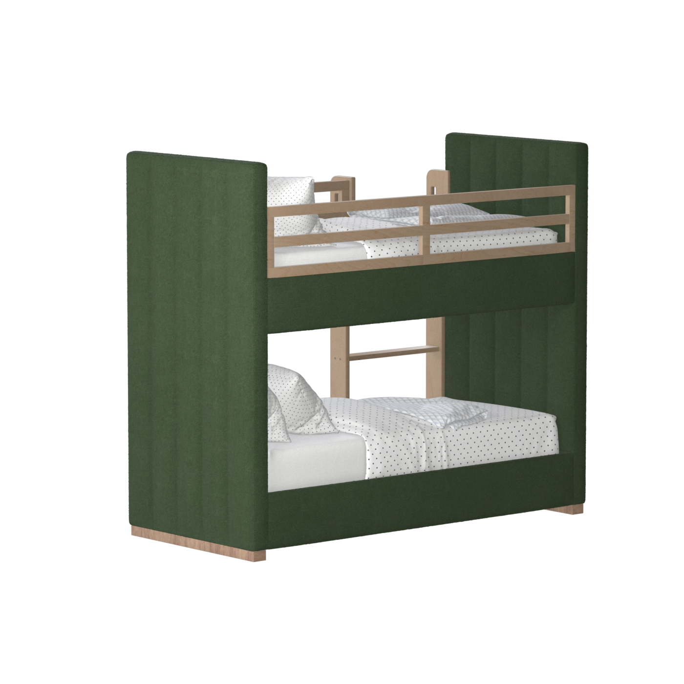 Paolo Bunk Bed with Soft Upholstery and Beechwood Accents
