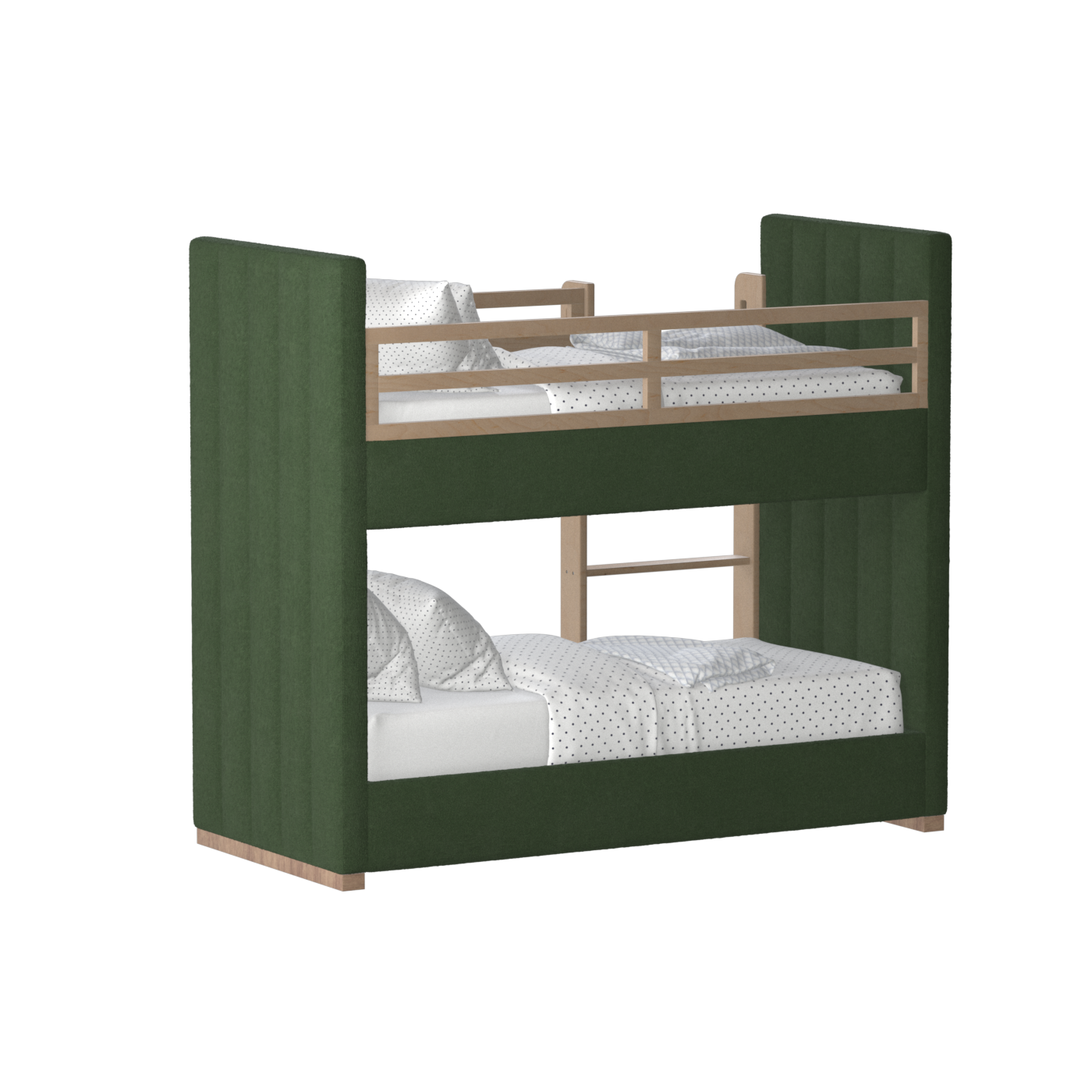 Paolo Bunk Bed with Soft Upholstery and Beechwood Accents
