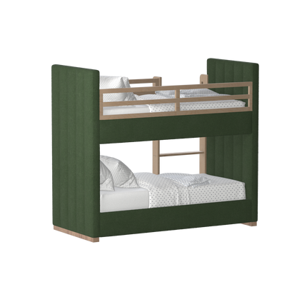 Paolo Bunk Bed with Soft Upholstery and Beechwood Accents