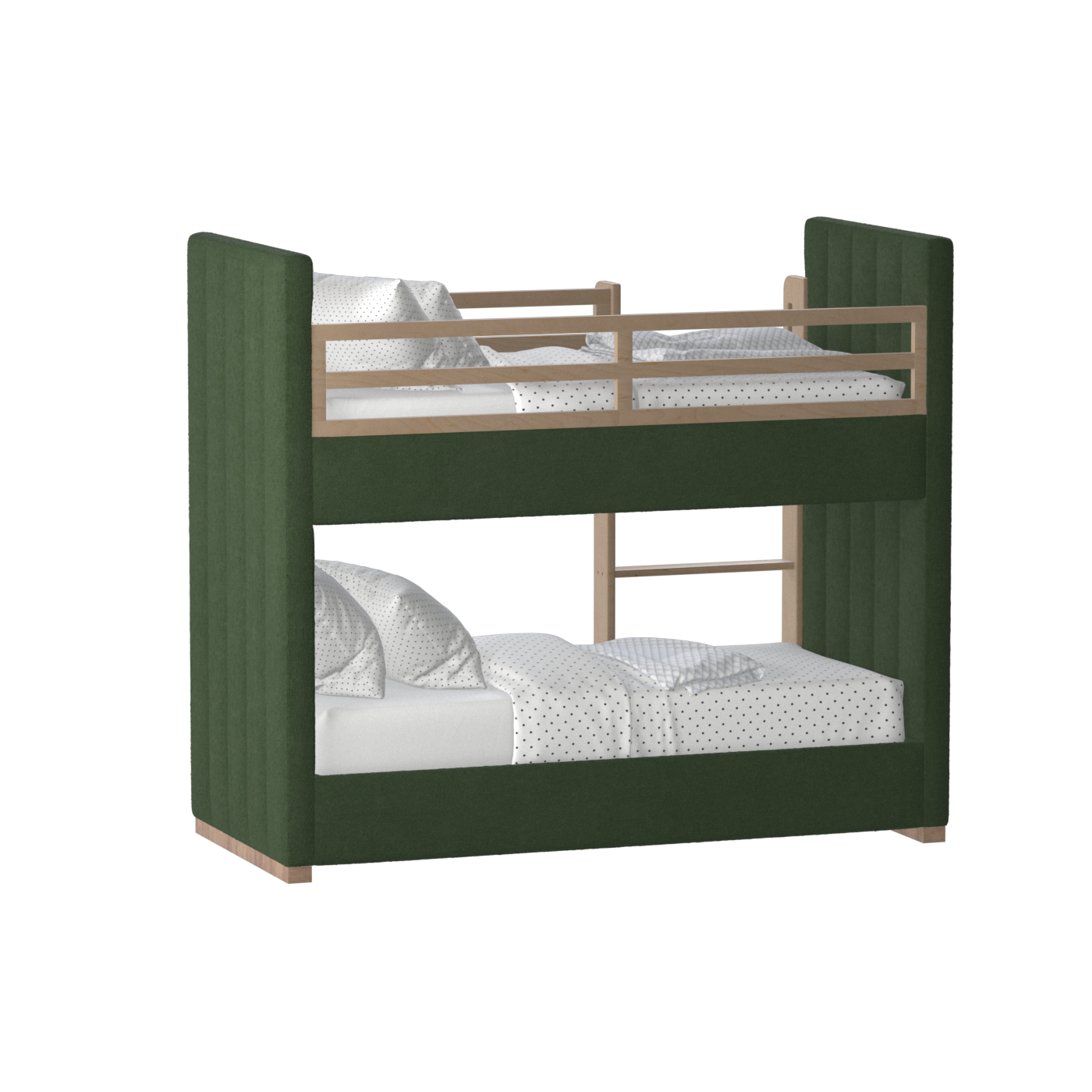 Paolo Bunk Bed with Soft Upholstery and Beechwood Accents
