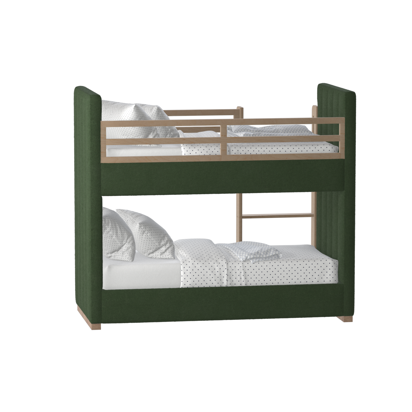 Paolo Bunk Bed with Soft Upholstery and Beechwood Accents