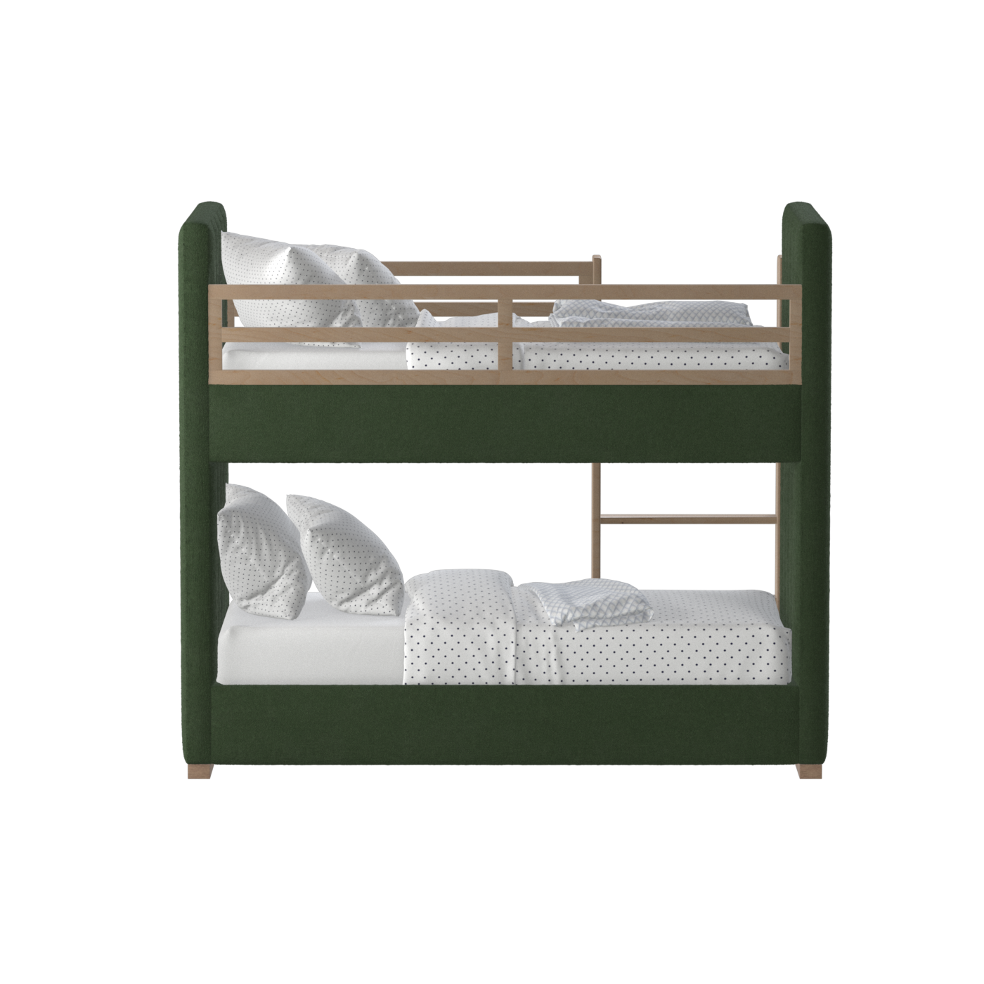 Paolo Bunk Bed with Soft Upholstery and Beechwood Accents