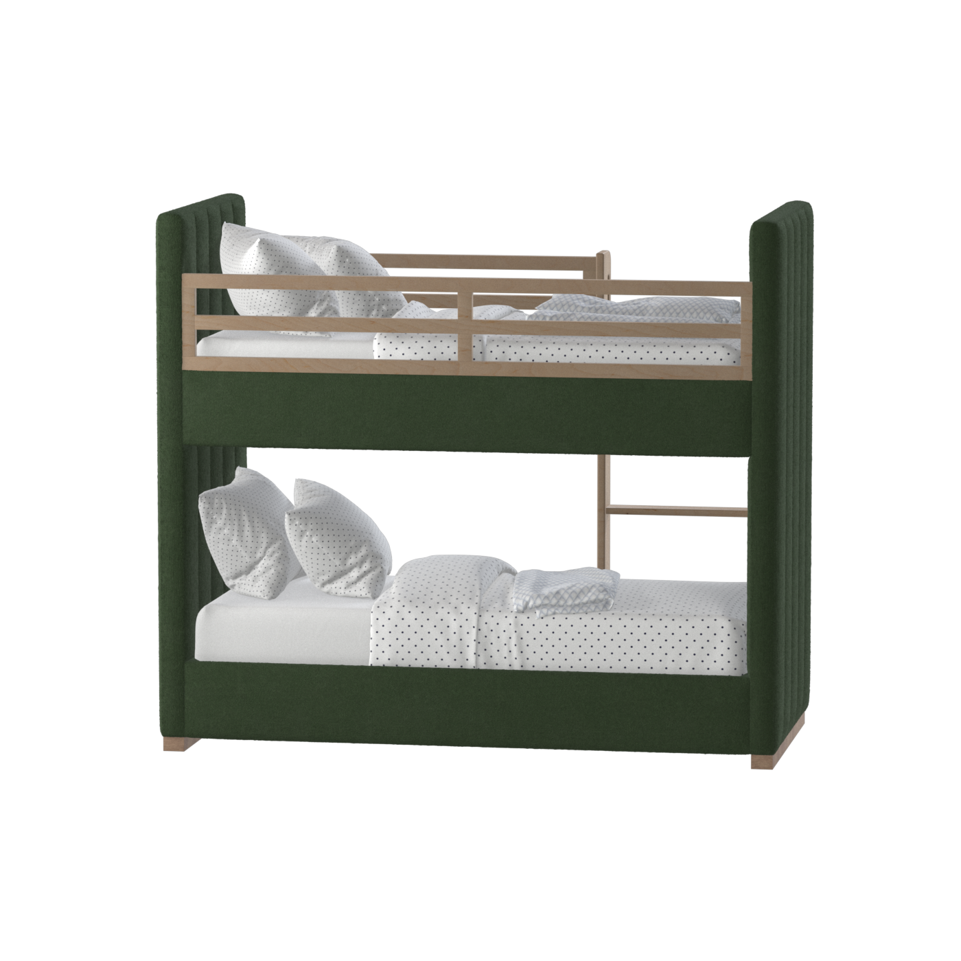 Paolo Bunk Bed with Soft Upholstery and Beechwood Accents
