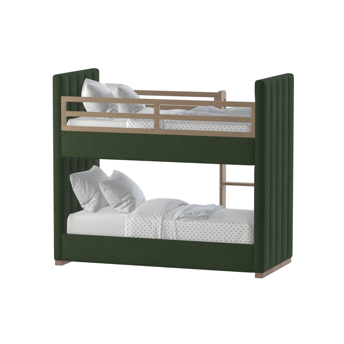 Paolo Bunk Bed with Soft Upholstery and Beechwood Accents