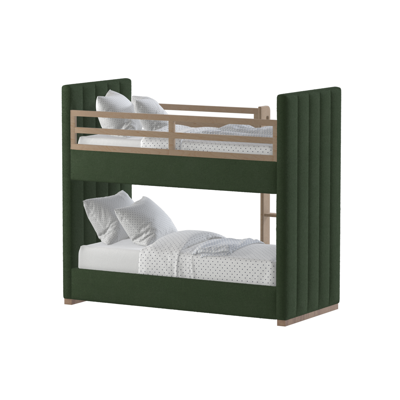 Paolo Bunk Bed with Soft Upholstery and Beechwood Accents