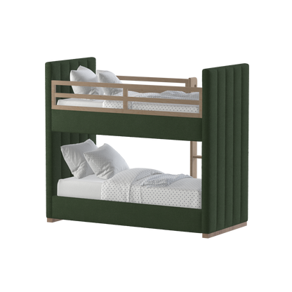 Paolo Bunk Bed with Soft Upholstery and Beechwood Accents