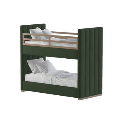 Paolo Bunk Bed with Soft Upholstery and Beechwood Accents