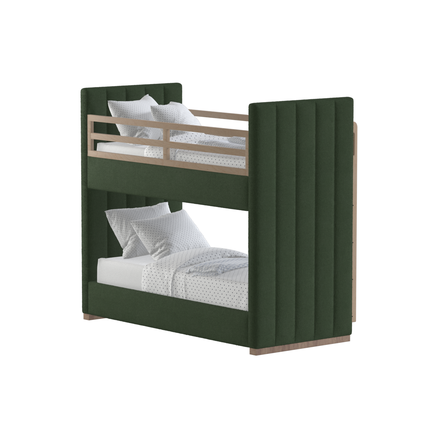 Paolo Bunk Bed with Soft Upholstery and Beechwood Accents