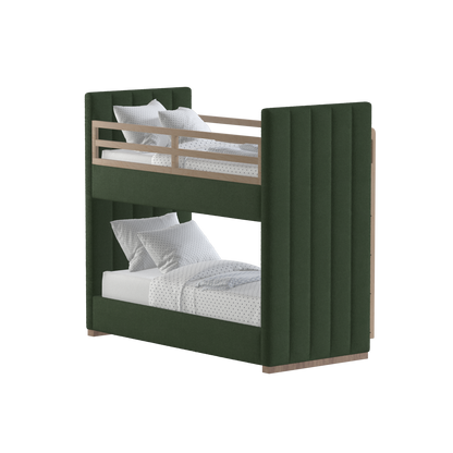 Paolo Bunk Bed with Soft Upholstery and Beechwood Accents