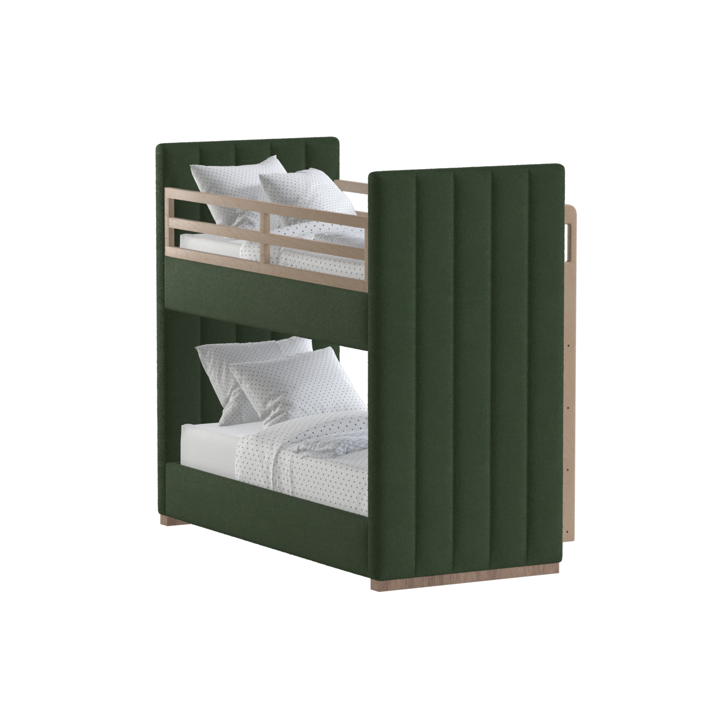 Paolo Bunk Bed with Soft Upholstery and Beechwood Accents
