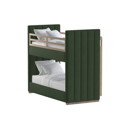 Paolo Bunk Bed with Soft Upholstery and Beechwood Accents