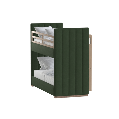 Paolo Bunk Bed with Soft Upholstery and Beechwood Accents
