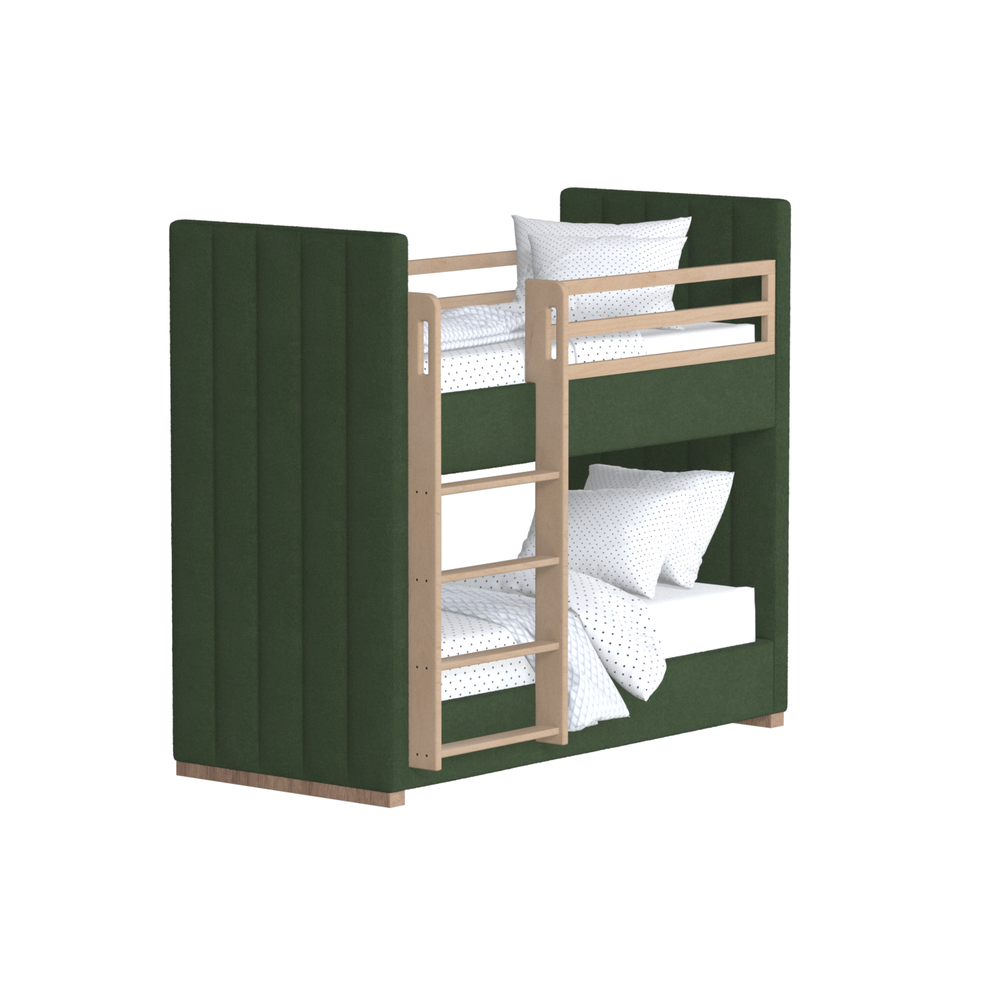 Paolo Bunk Bed with Soft Upholstery and Beechwood Accents