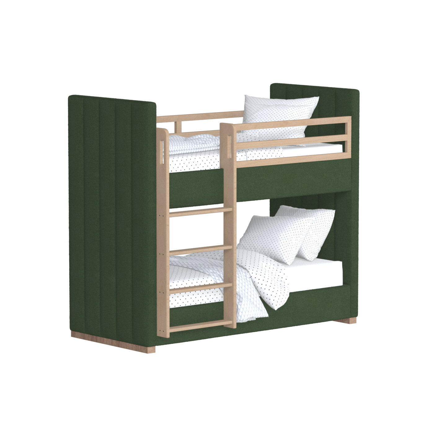 Paolo Bunk Bed with Soft Upholstery and Beechwood Accents