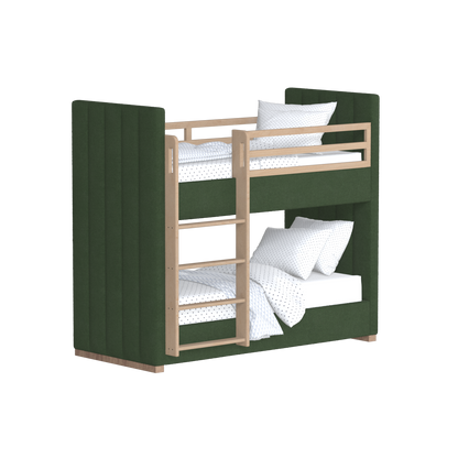 Paolo Bunk Bed with Soft Upholstery and Beechwood Accents