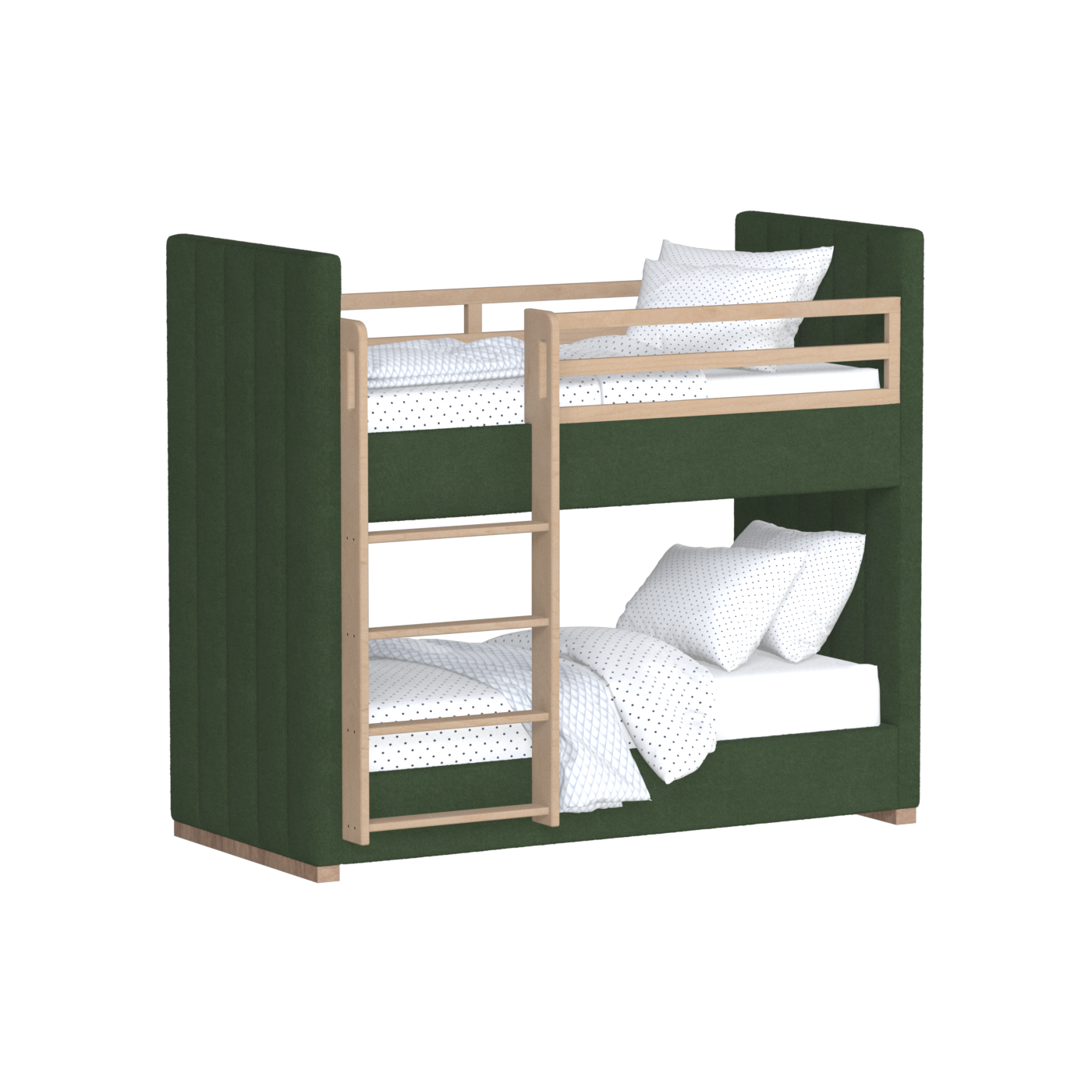 Paolo Bunk Bed with Soft Upholstery and Beechwood Accents