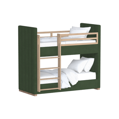Paolo Bunk Bed with Soft Upholstery and Beechwood Accents