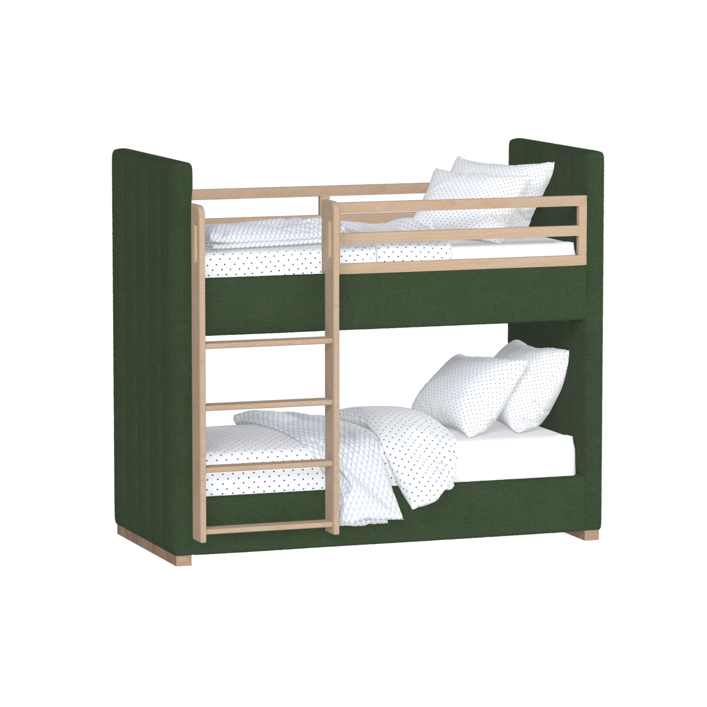 Paolo Bunk Bed with Soft Upholstery and Beechwood Accents