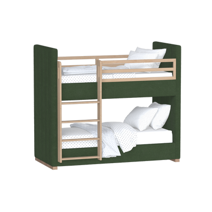 Paolo Bunk Bed with Soft Upholstery and Beechwood Accents