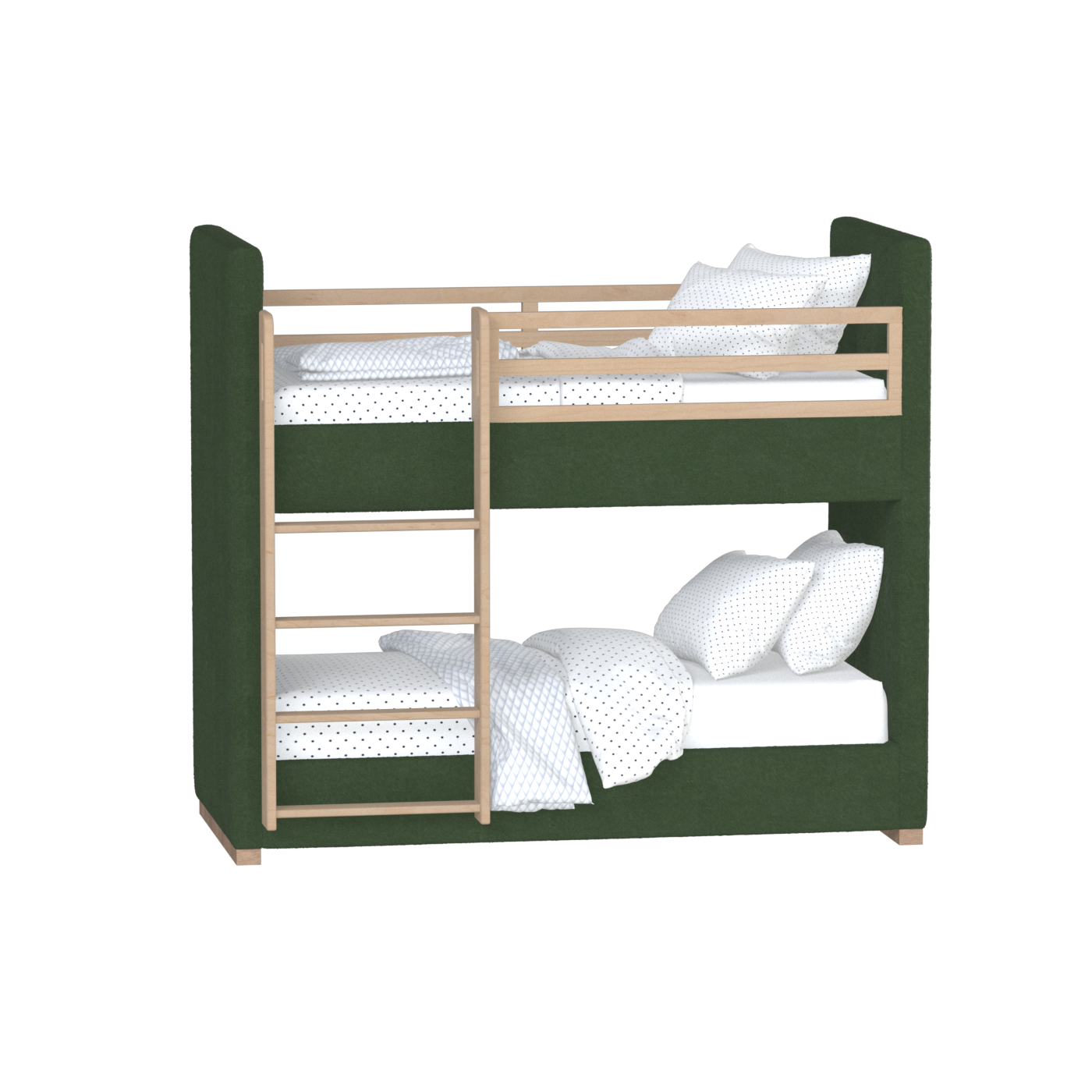 Paolo Bunk Bed with Soft Upholstery and Beechwood Accents
