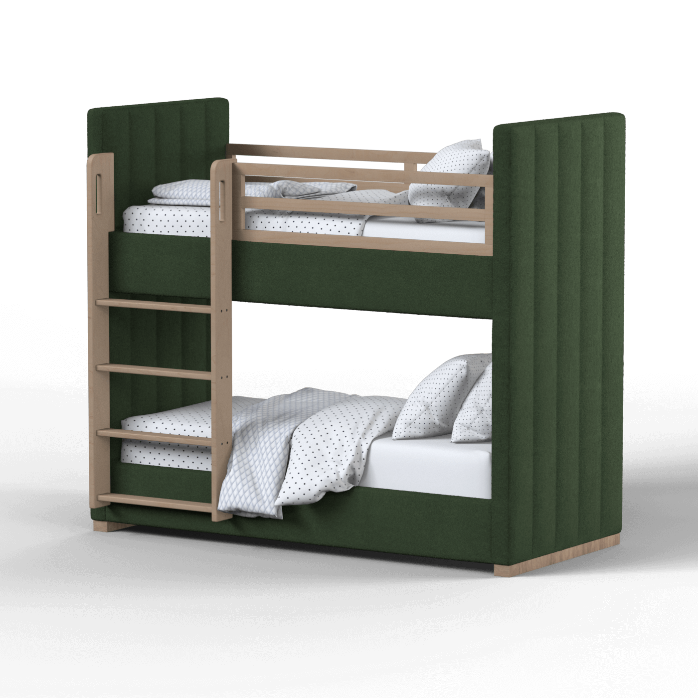 Paolo Bunk Bed with Soft Upholstery and Beechwood Accents