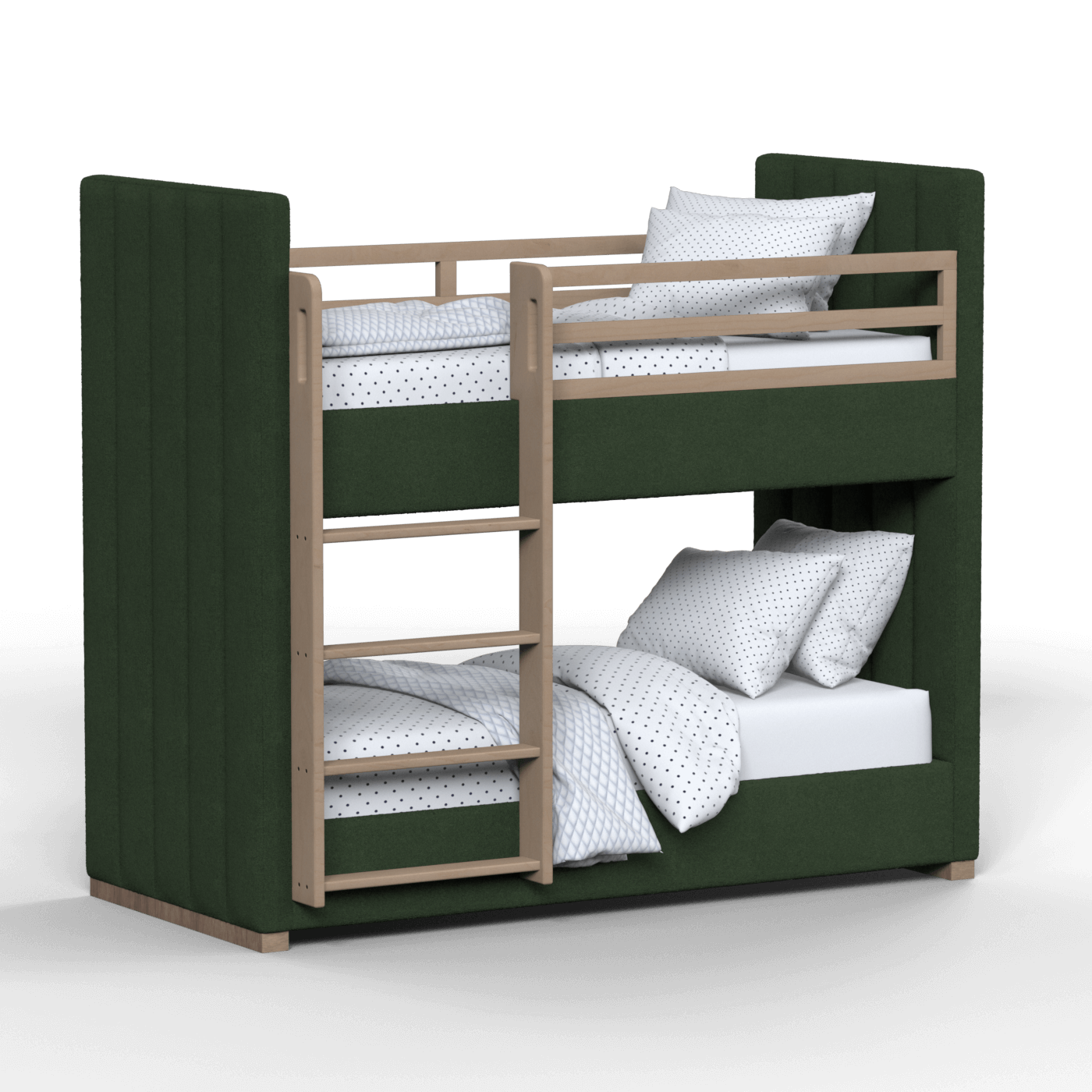 Paolo Bunk Bed with Soft Upholstery and Beechwood Accents
