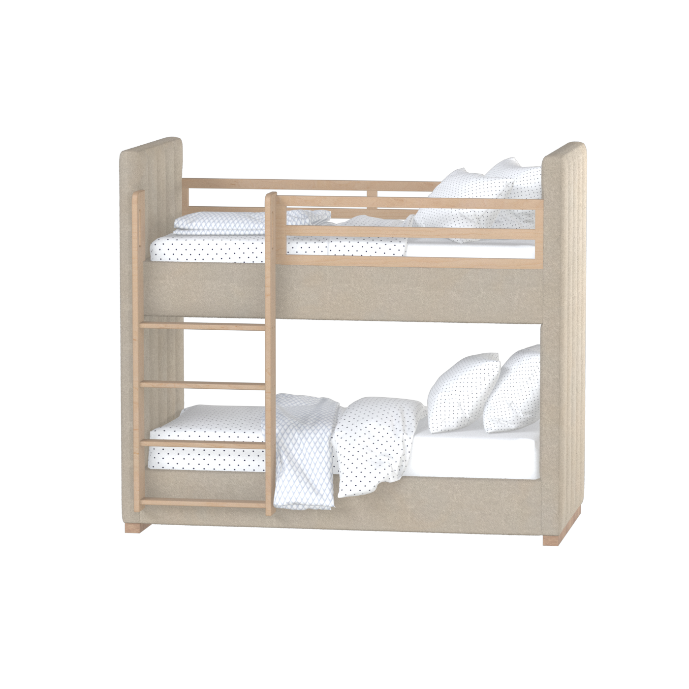 Paolo Bunk Bed with Soft Upholstery and Beechwood Accents