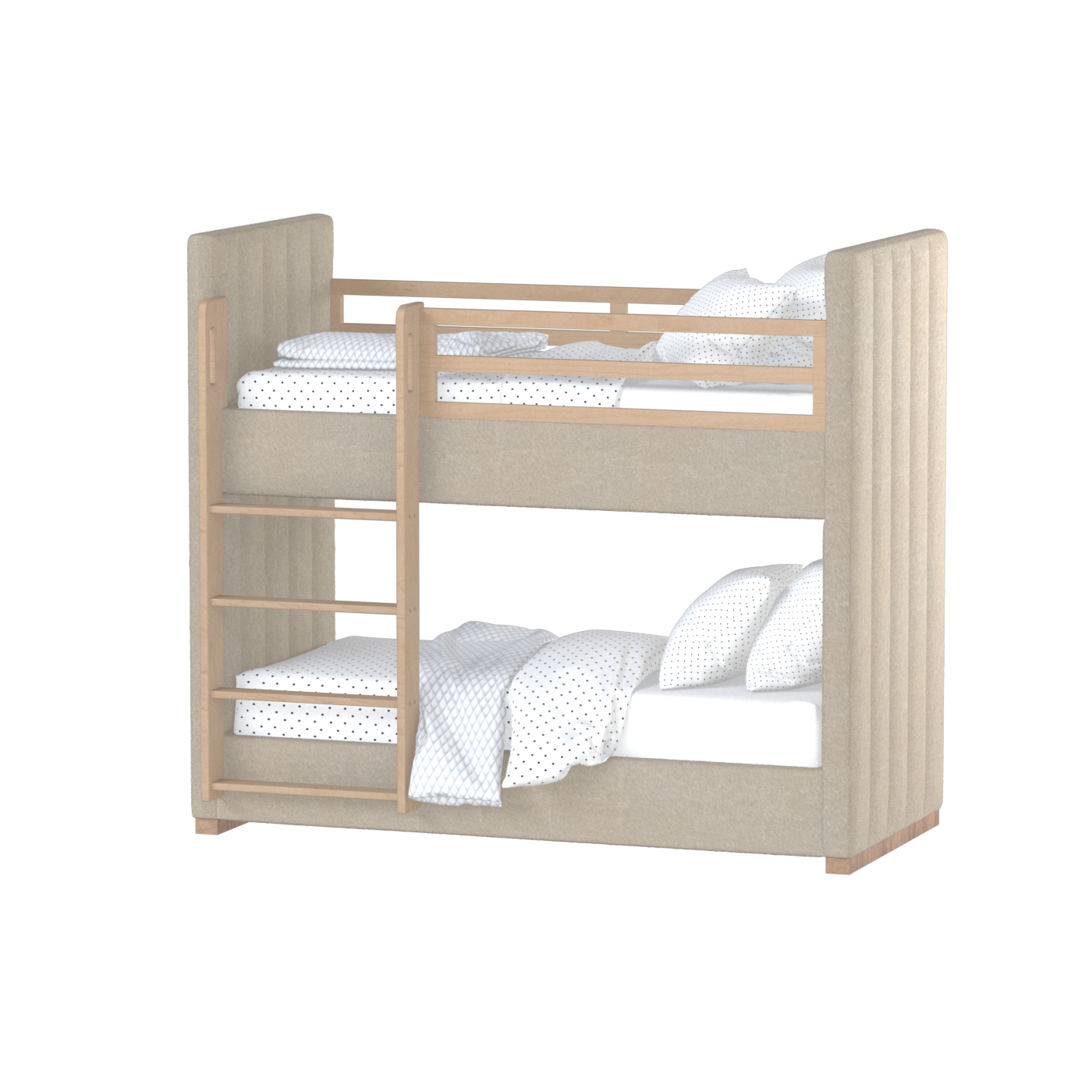 Paolo Bunk Bed with Soft Upholstery and Beechwood Accents