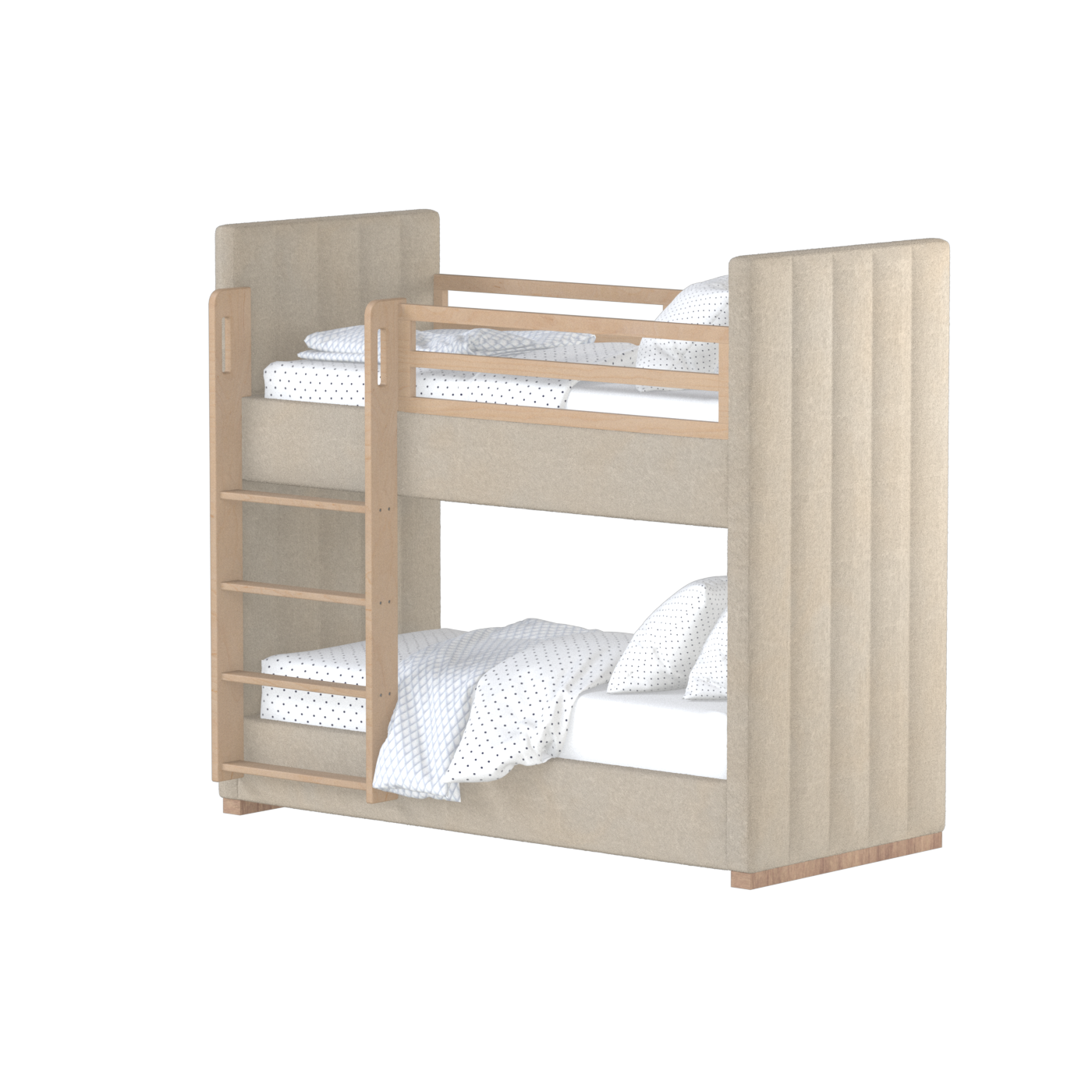 Paolo Bunk Bed with Soft Upholstery and Beechwood Accents