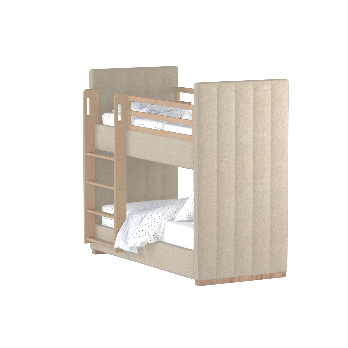Paolo Bunk Bed with Soft Upholstery and Beechwood Accents