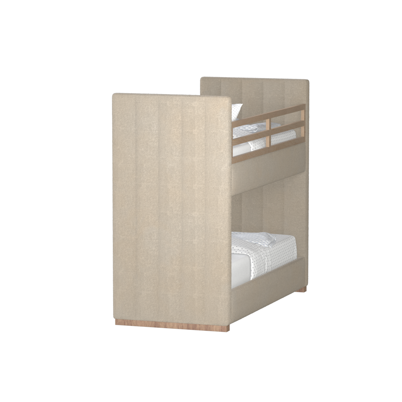 Paolo Bunk Bed with Soft Upholstery and Beechwood Accents