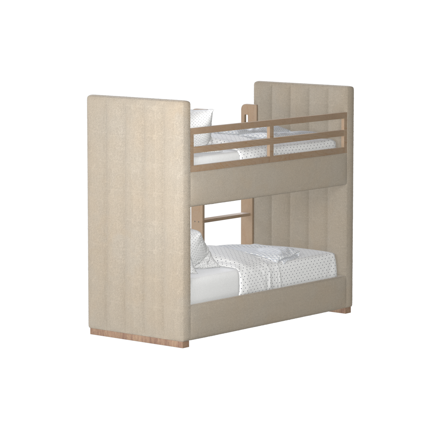Paolo Bunk Bed with Soft Upholstery and Beechwood Accents