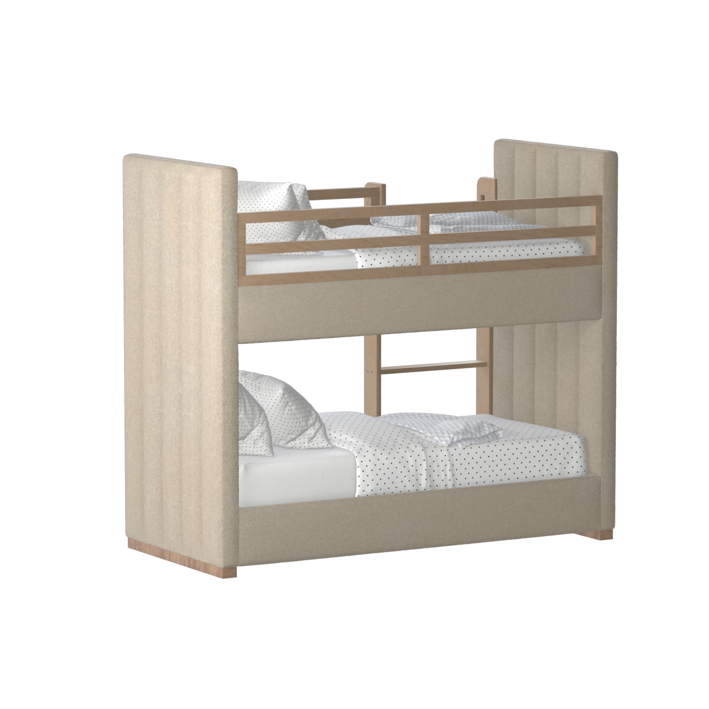 Paolo Bunk Bed with Soft Upholstery and Beechwood Accents