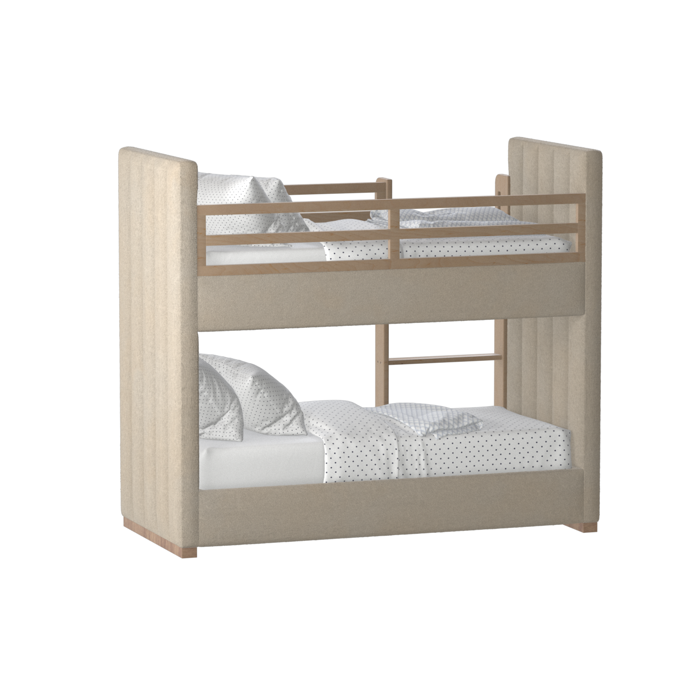 Paolo Bunk Bed with Soft Upholstery and Beechwood Accents