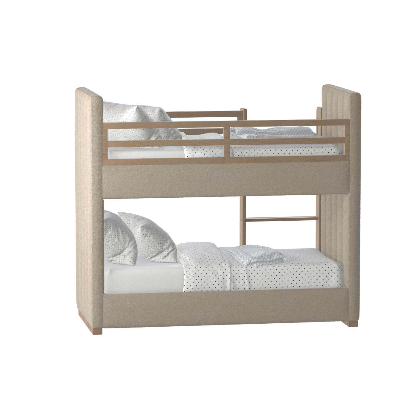 Paolo Bunk Bed with Soft Upholstery and Beechwood Accents