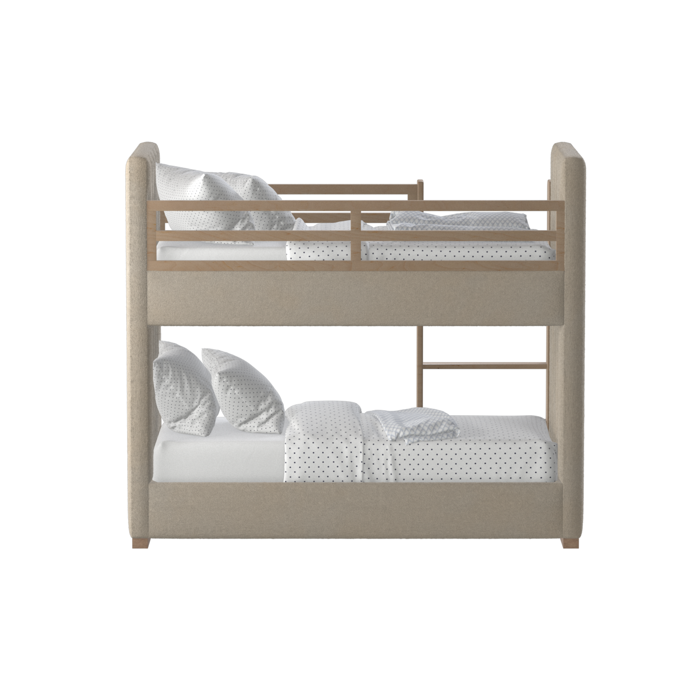 Paolo Bunk Bed with Soft Upholstery and Beechwood Accents