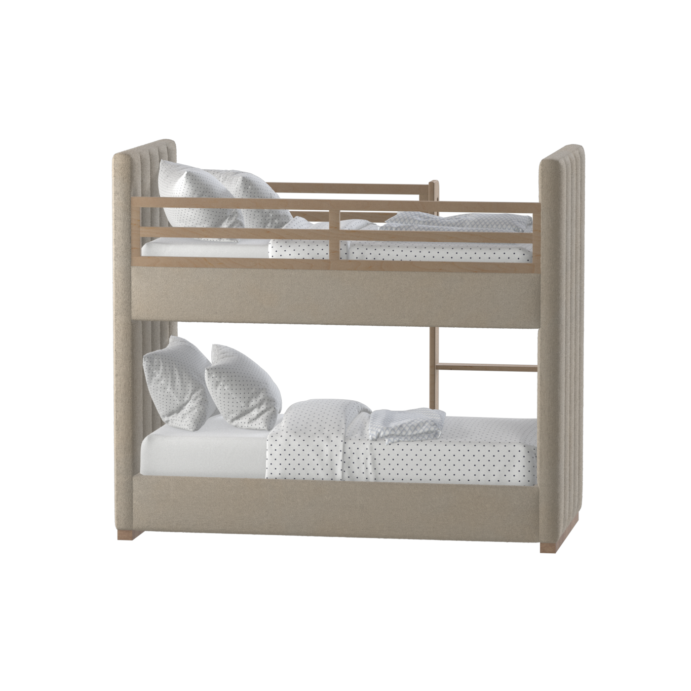Paolo Bunk Bed with Soft Upholstery and Beechwood Accents