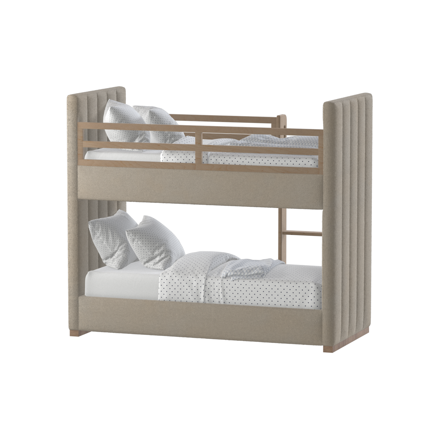 Paolo Bunk Bed with Soft Upholstery and Beechwood Accents