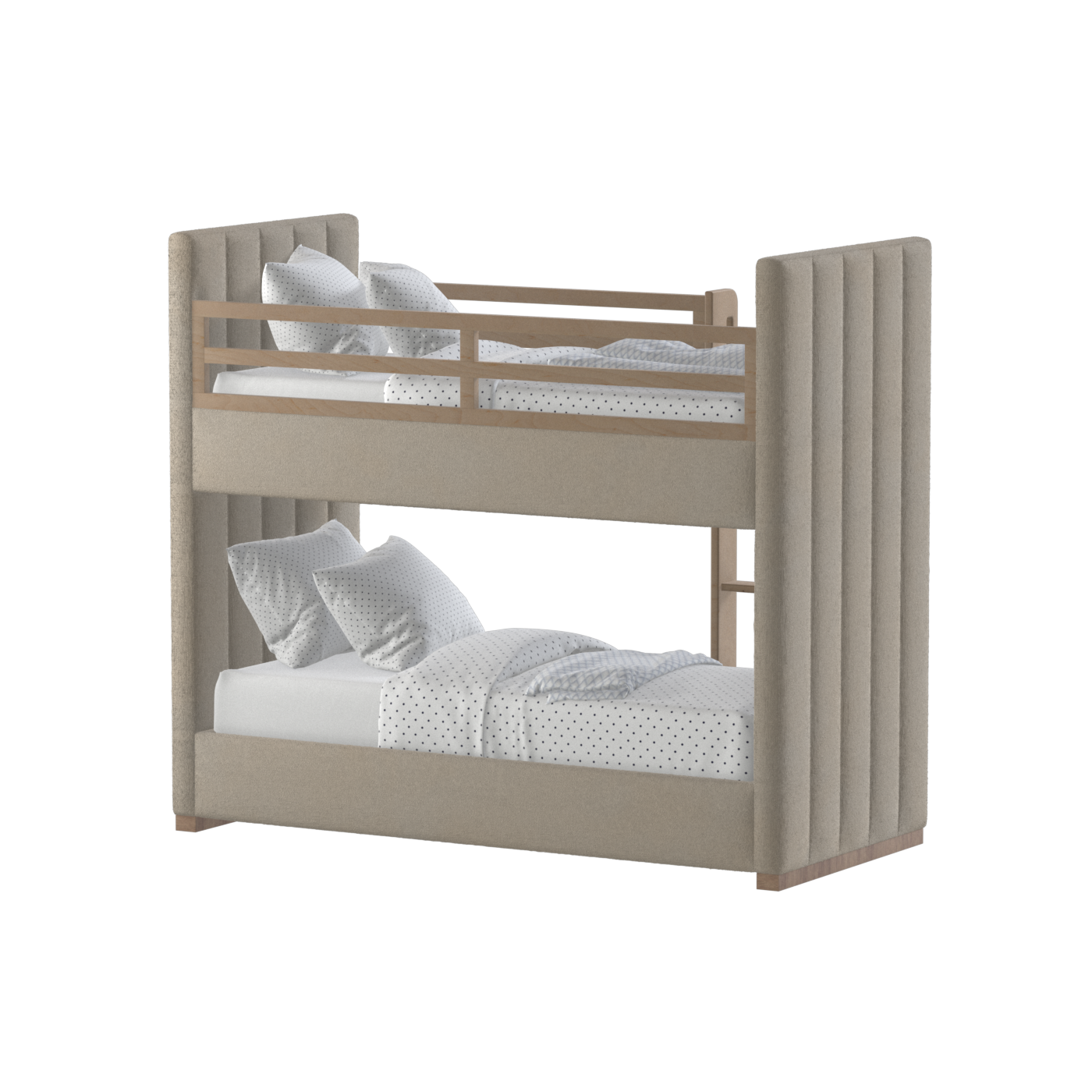 Paolo Bunk Bed with Soft Upholstery and Beechwood Accents