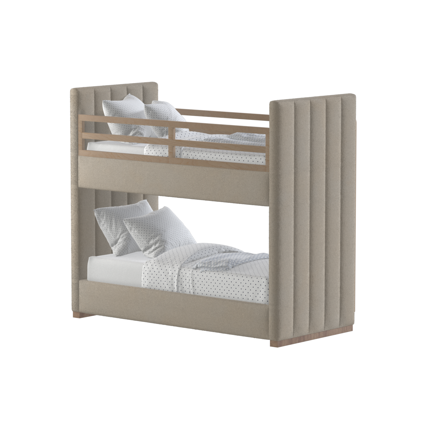 Paolo Bunk Bed with Soft Upholstery and Beechwood Accents