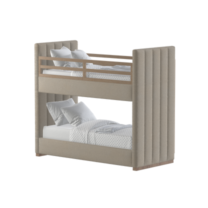 Paolo Bunk Bed with Soft Upholstery and Beechwood Accents