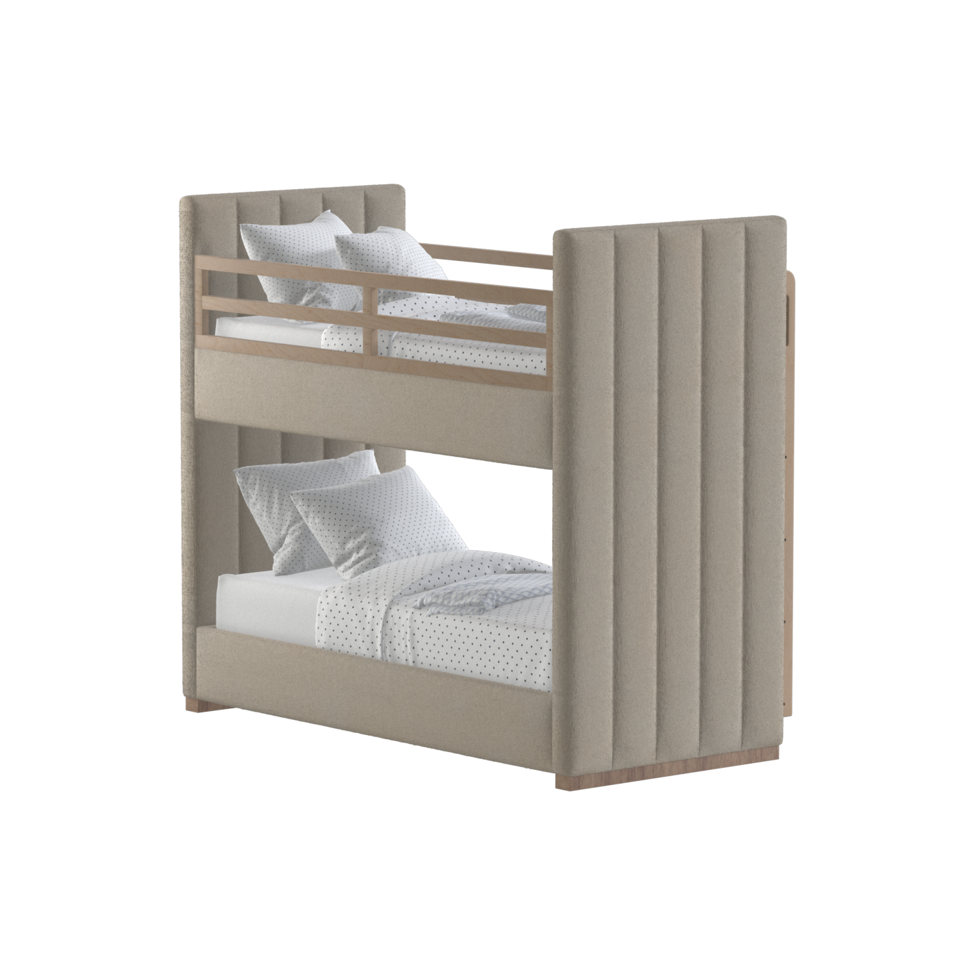 Paolo Bunk Bed with Soft Upholstery and Beechwood Accents