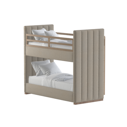 Paolo Bunk Bed with Soft Upholstery and Beechwood Accents