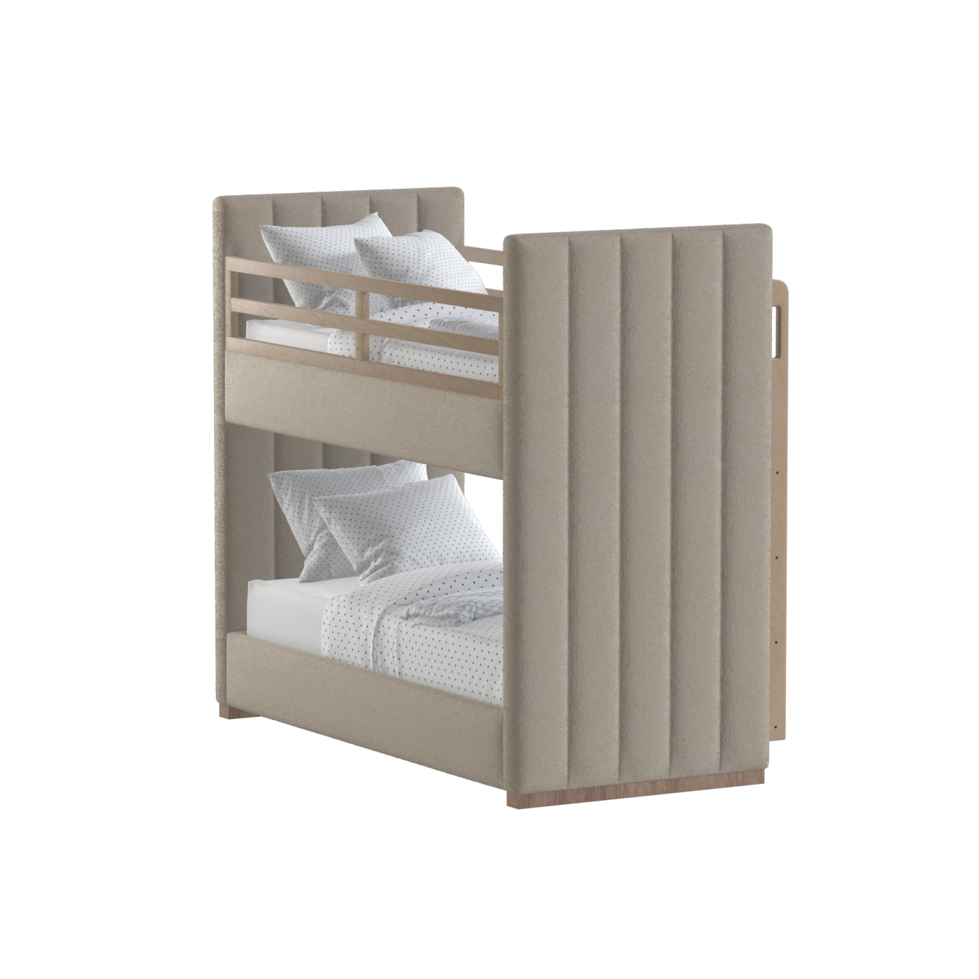 Paolo Bunk Bed with Soft Upholstery and Beechwood Accents