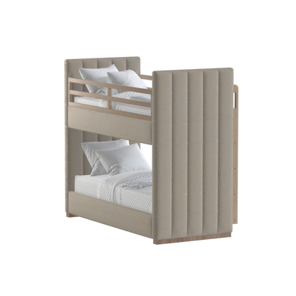 Paolo Bunk Bed with Soft Upholstery and Beechwood Accents