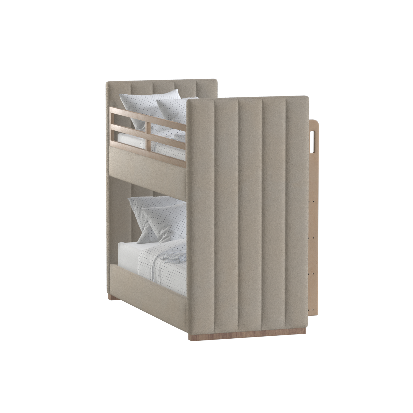 Paolo Bunk Bed with Soft Upholstery and Beechwood Accents