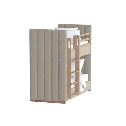 Paolo Bunk Bed with Soft Upholstery and Beechwood Accents