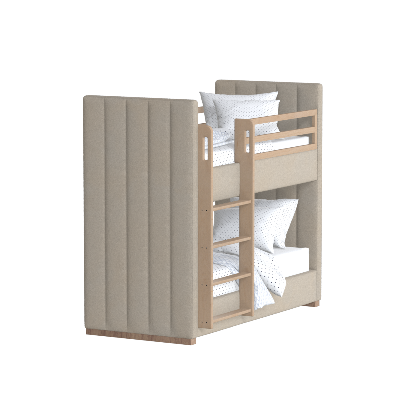 Paolo Bunk Bed with Soft Upholstery and Beechwood Accents