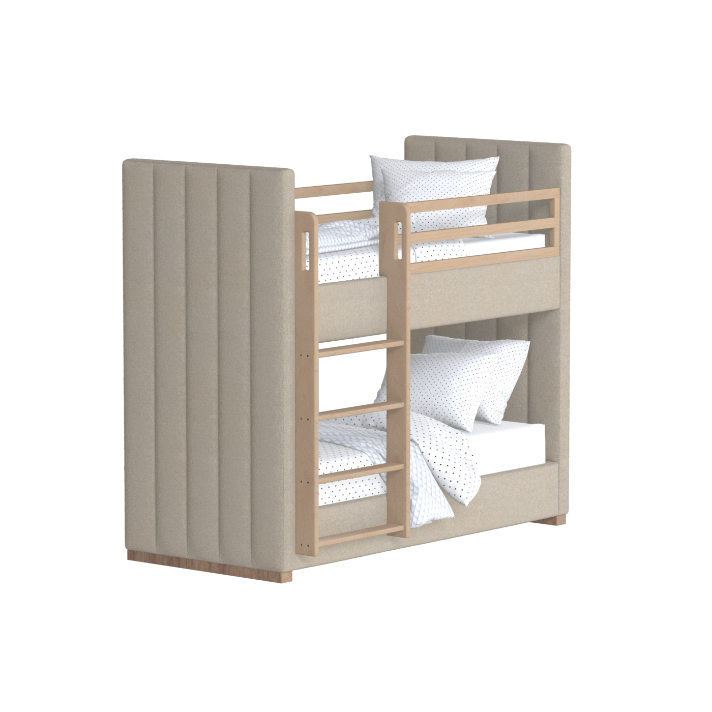Paolo Bunk Bed with Soft Upholstery and Beechwood Accents